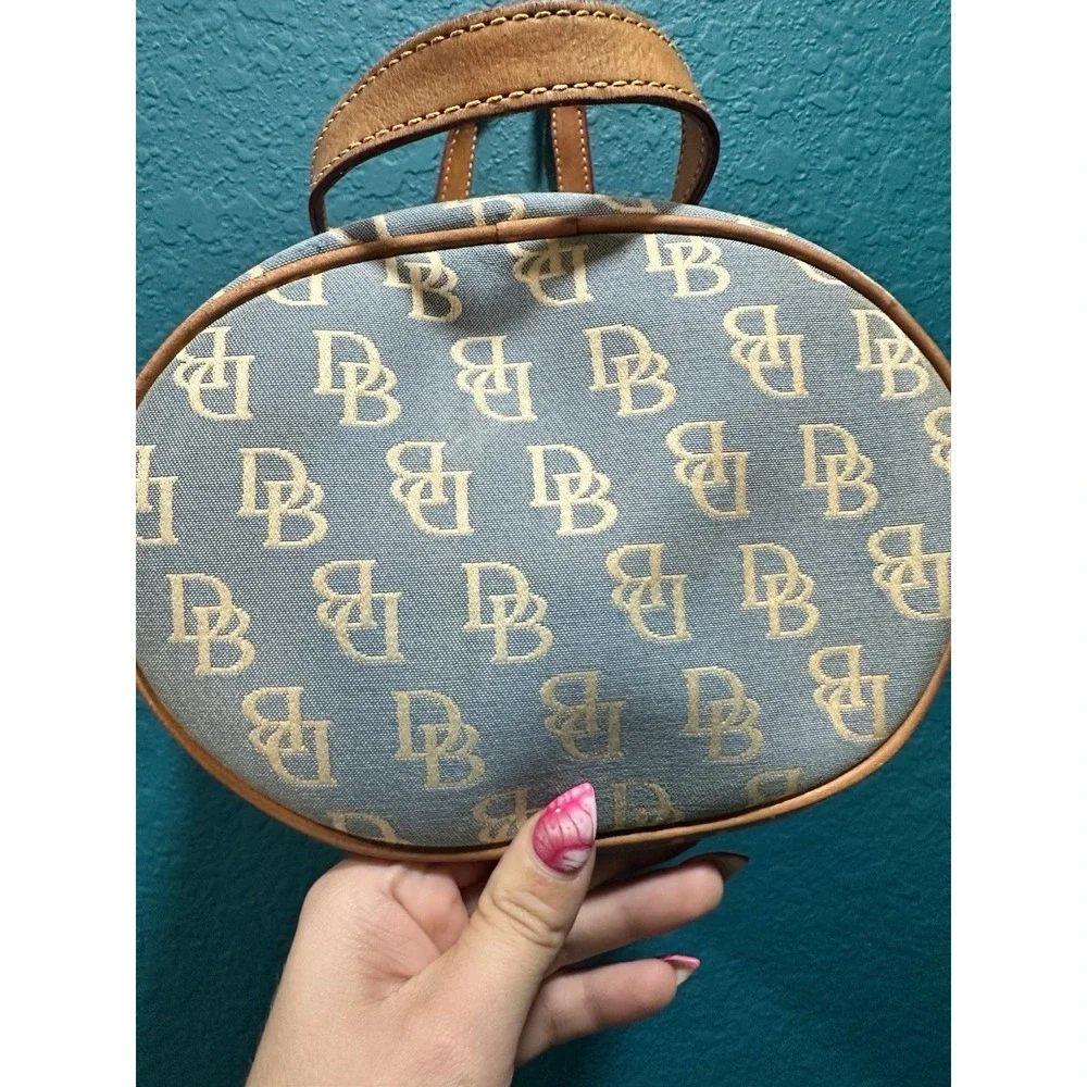 Vintage 1975‎ Dooney & Bourke Blue and Tan Canvas and Leather Handbag RARE